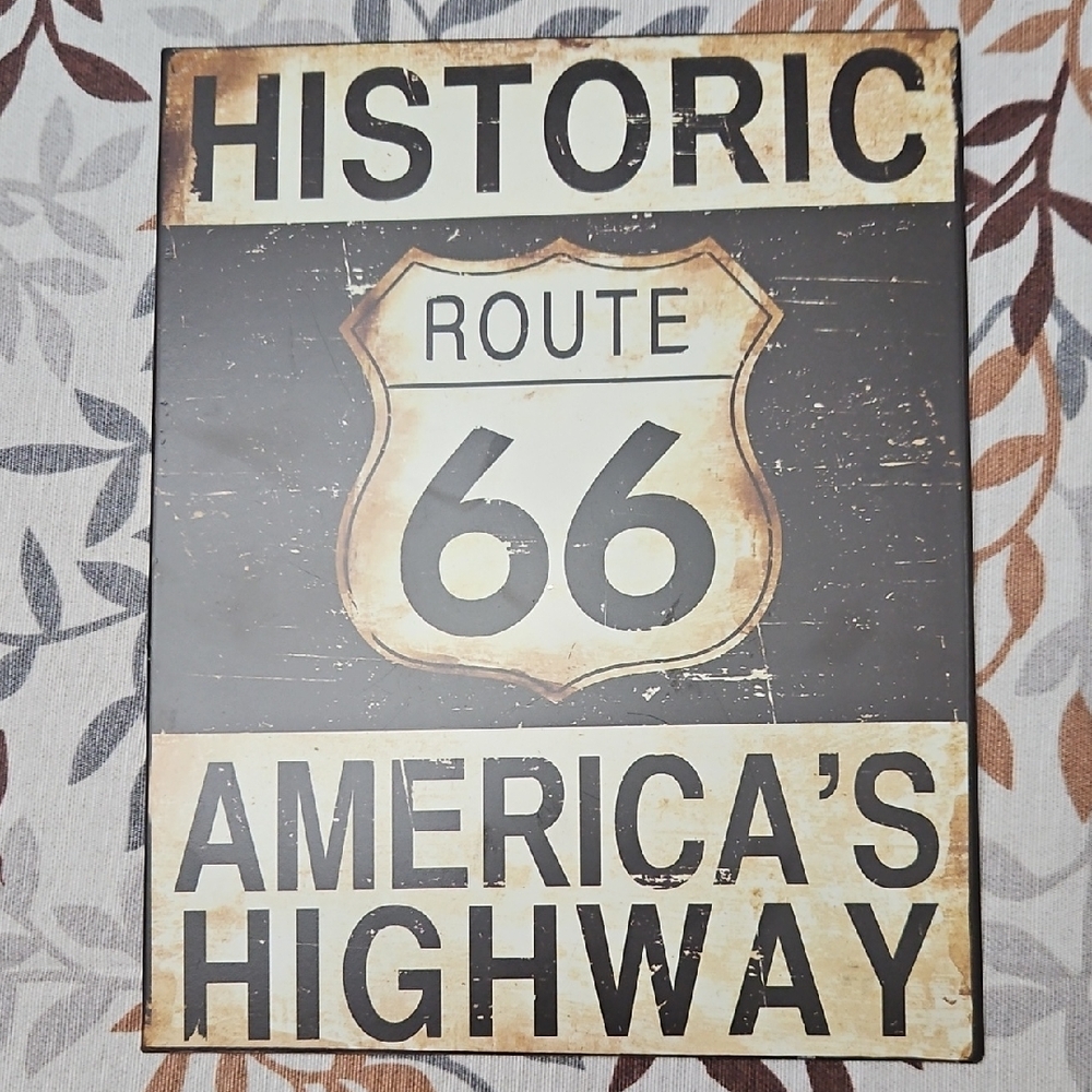 Source Unknown Historic Route 66 Wall Art in Black and Cream
